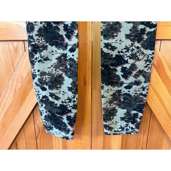 Anthropologie Pilcro Corduroy Pants Green Floral Button Fly High Rise Skinny 25 - Picture 5 of 10